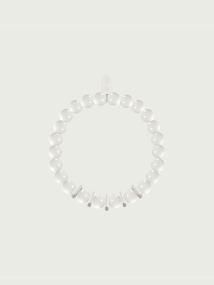Silver Pearl-Inspired Square & Circle Bracelet-Large