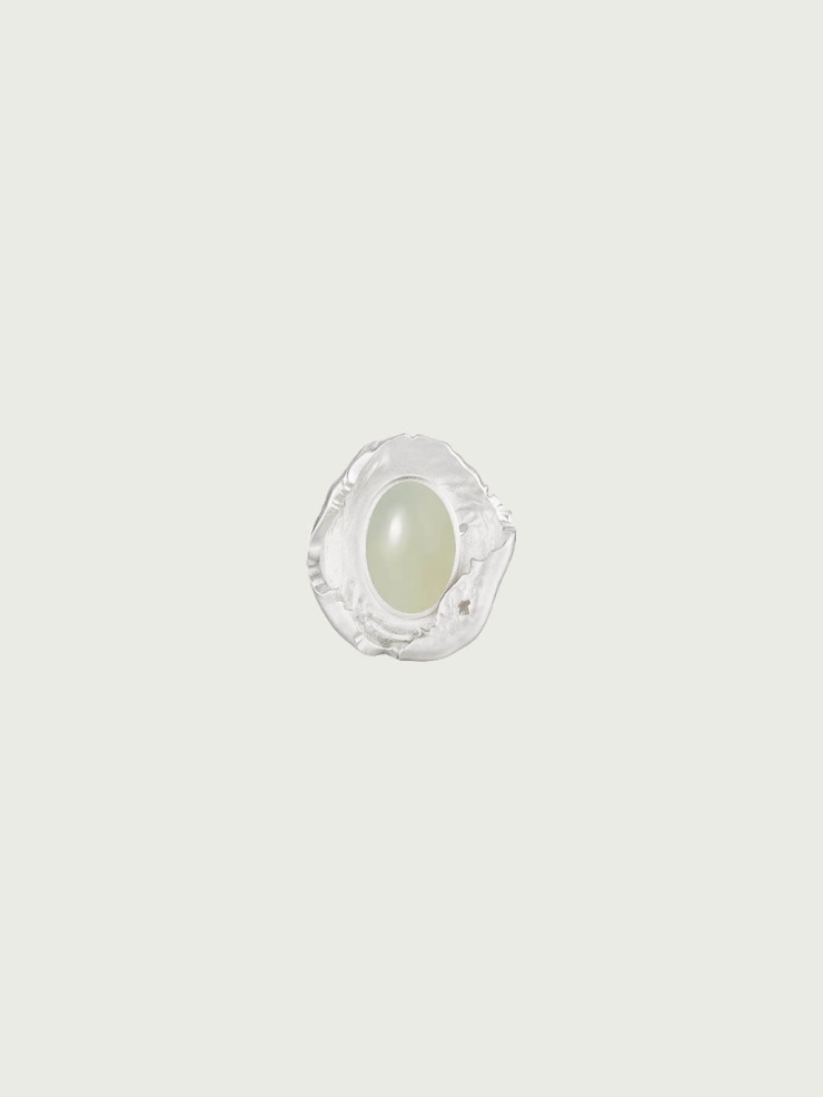 Silver Green & White Jade Brooch