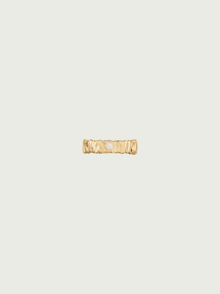 Gold White Jade Impression Ring