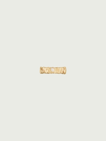 Gold White Jade Impression Ring