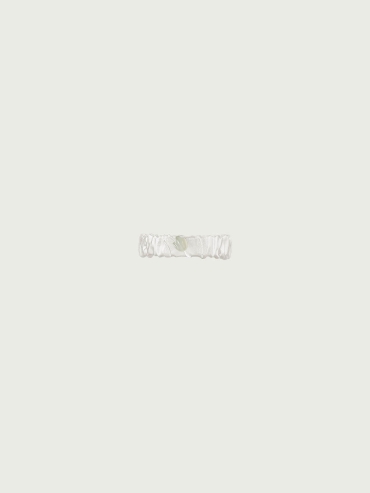 Silver Green & White Jade Impression Ring