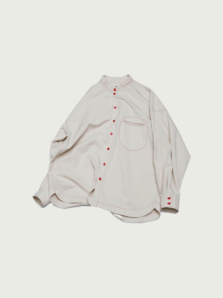 White Stand Collar Shirt