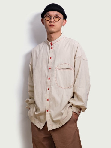 White Stand Collar Shirt