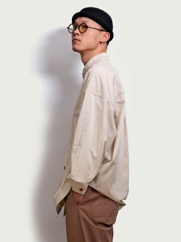 White Stand Collar Shirt