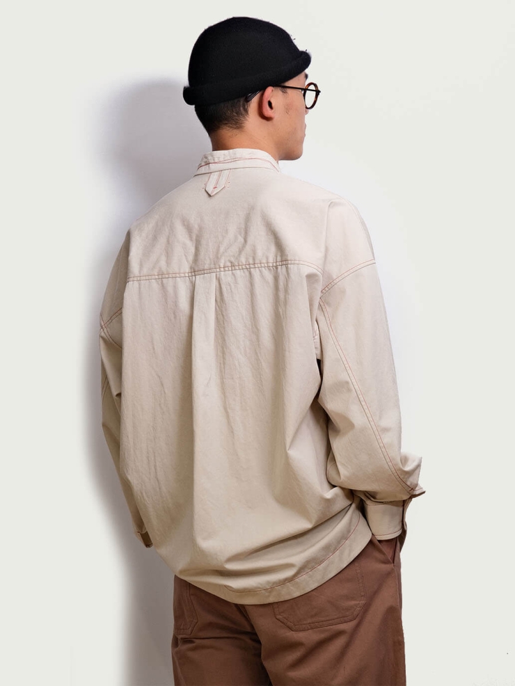 White Stand Collar Shirt