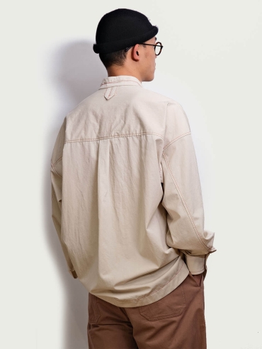 White Stand Collar Shirt