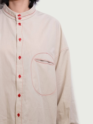 White Stand Collar Shirt