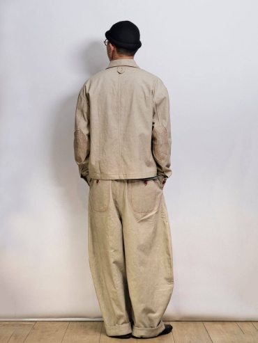 Beige-Grey Pleated Balloon Trousers