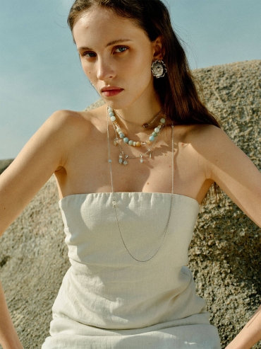 Silver Coral Reef Long Necklace