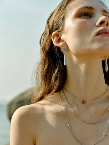 Silver Sunrise Tassel Earrings