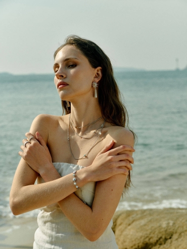 Silver Sunrise Tassel Earrings