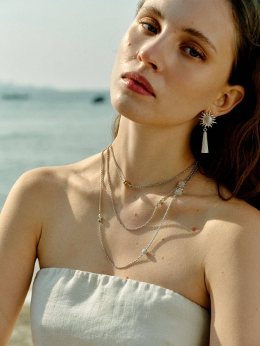 Silver Sunrise Tassel Earrings