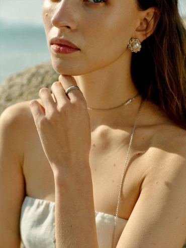 Silver Suntrace Two-Tone Brushed Ring