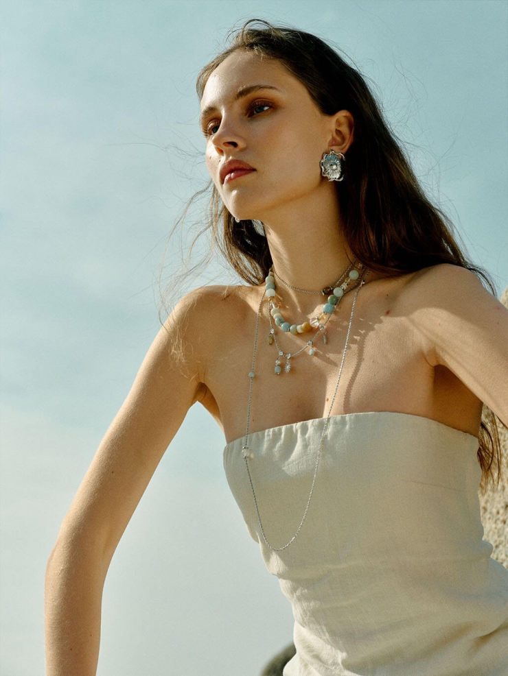 Silver Coral Reef Long Necklace