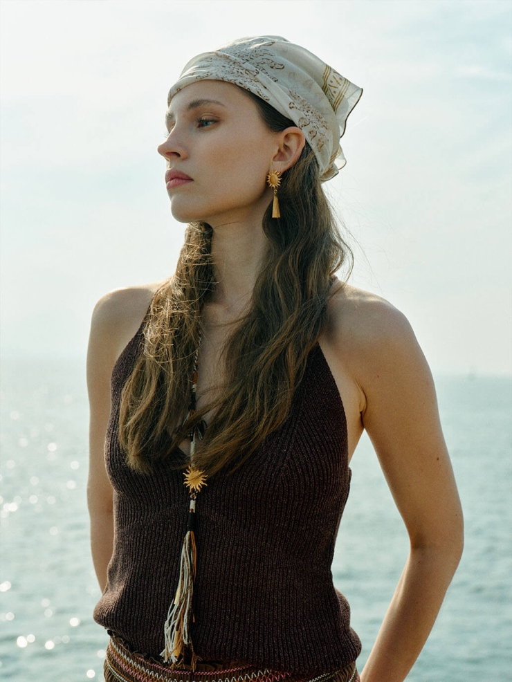 Gold Sunrise Tassel Earrings