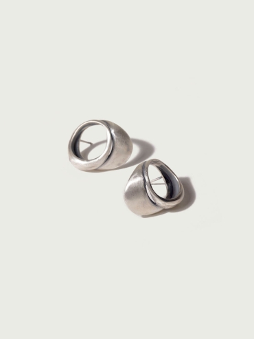 Silver Sculpted Motion Earrings
