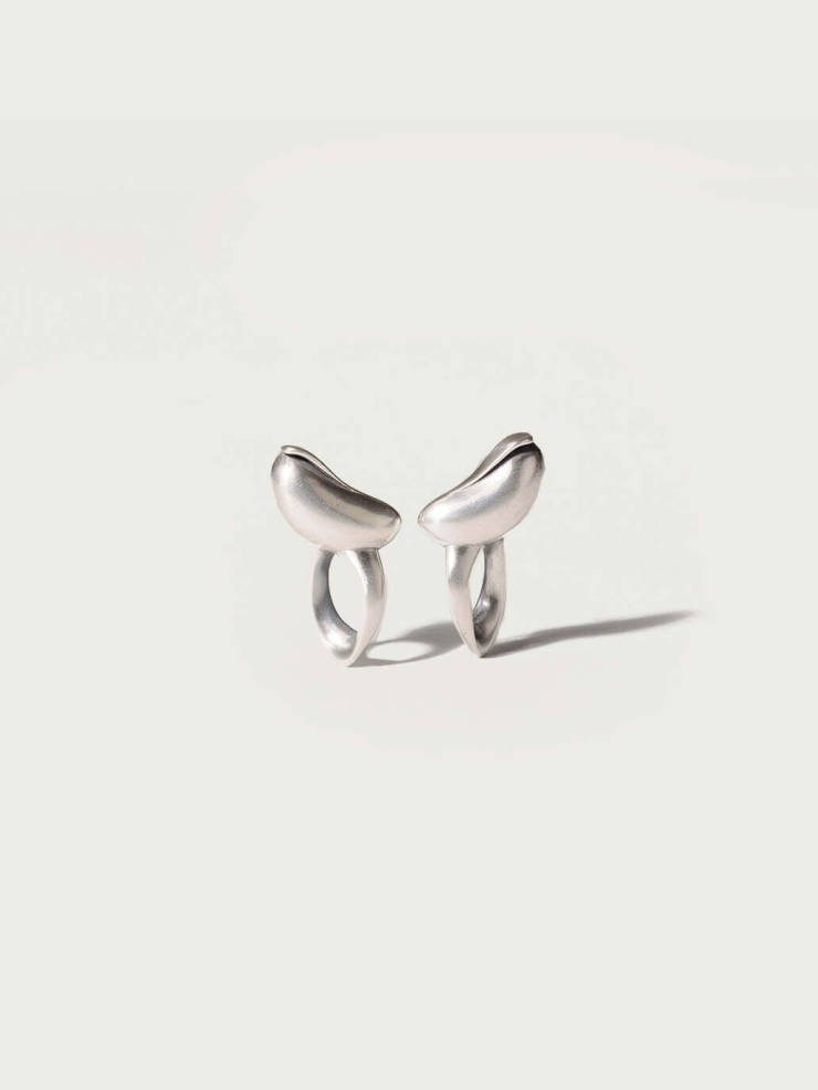 Silver Twisted Cut-Out Oval Earrings