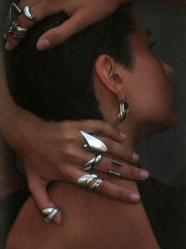 Silver Bold Tapered Open Ring