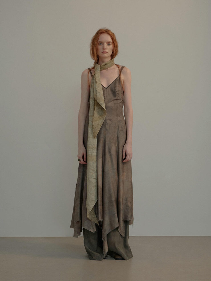 Moss Green Twist Cutout Printed Dress