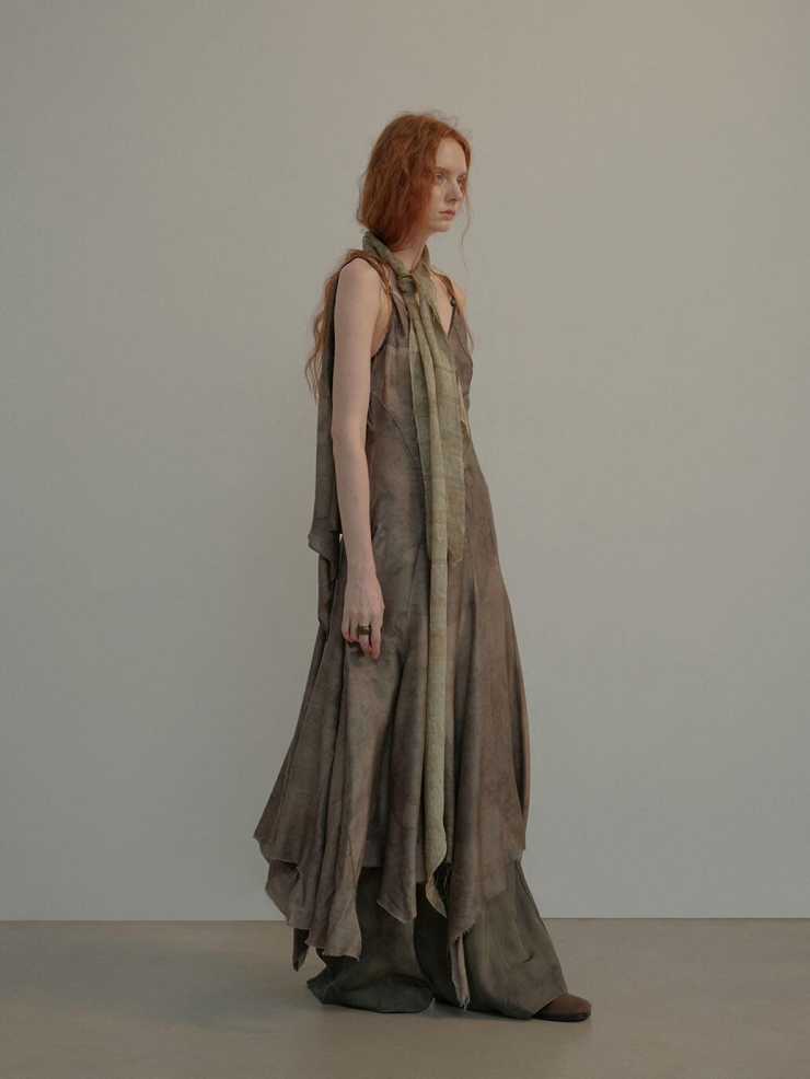 Moss Green Twist Cutout Printed Dress