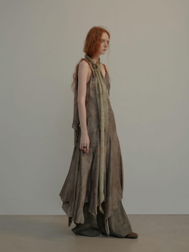 Moss Green Twist Cutout Printed Dress