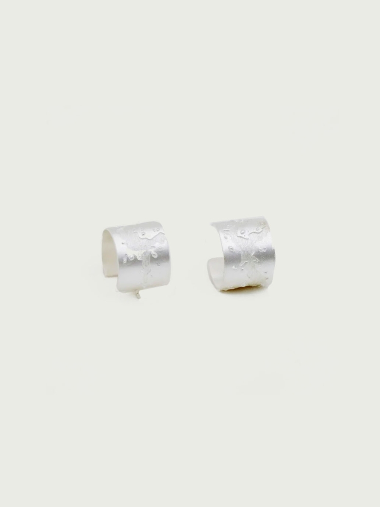 Silver Brushed Texture Earrings