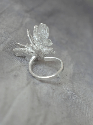 Silver Pearl Butterfly Ring