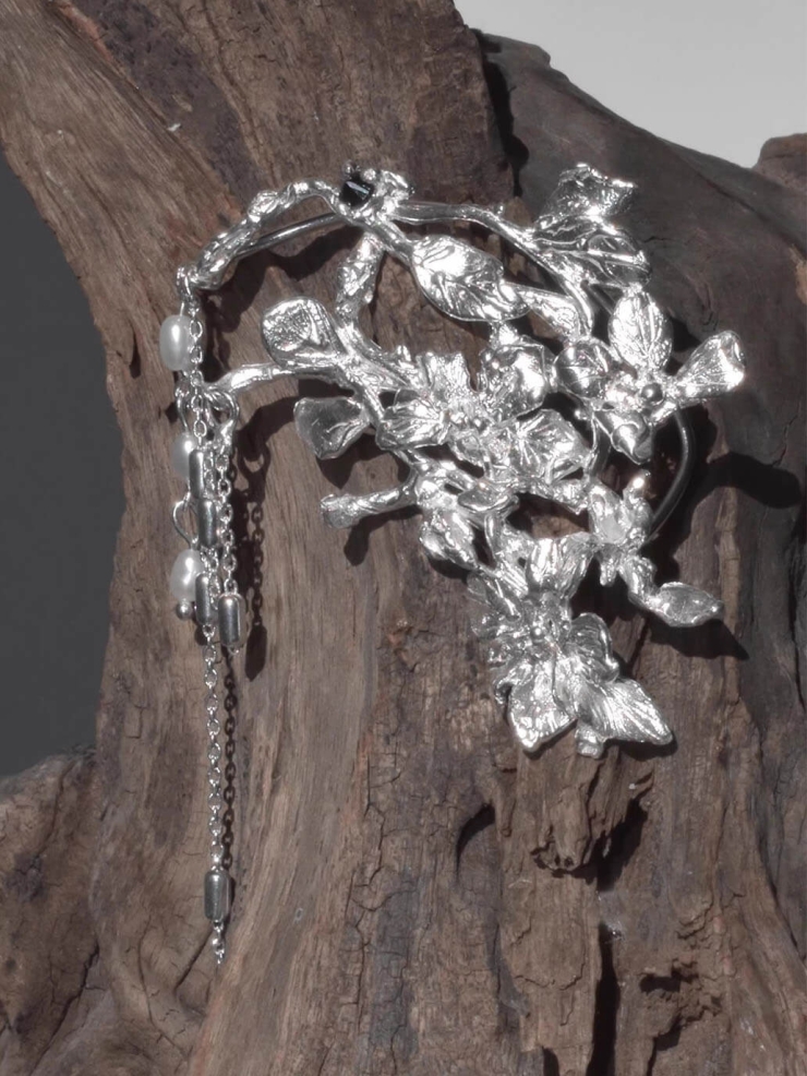 Silver Floral Vine Ear Cuff