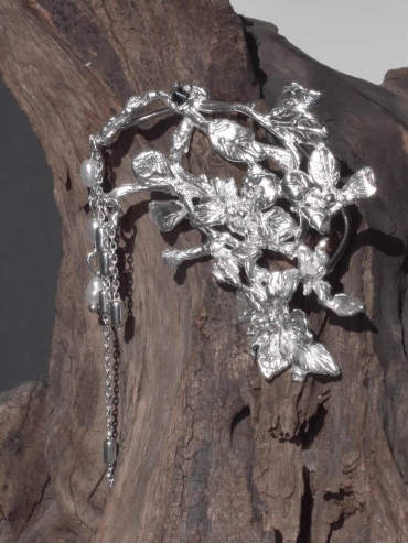 Silver Floral Vine Ear Cuff