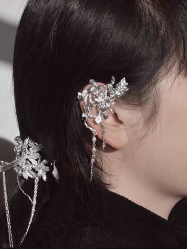 Silver Floral Vine Ear Cuff