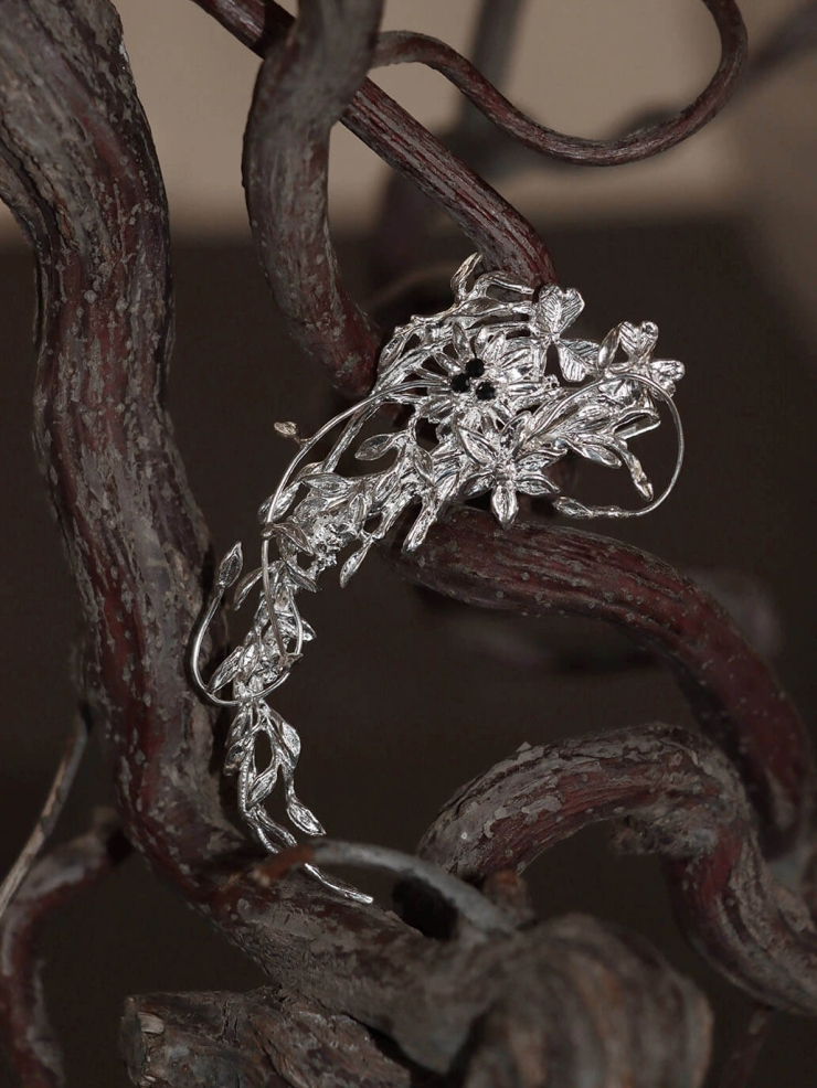 Silver Cloud Bloom Hair Clip-Single