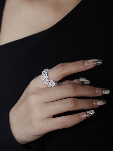 Silver Fox in Bloom Ring