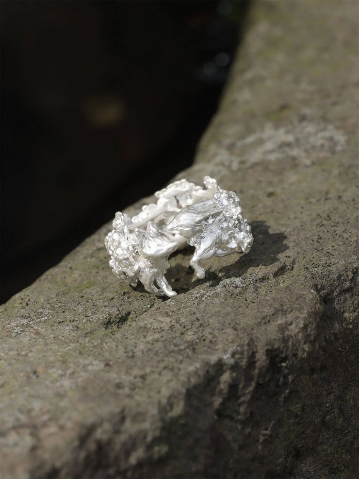 Silver Fox in Bloom Ring