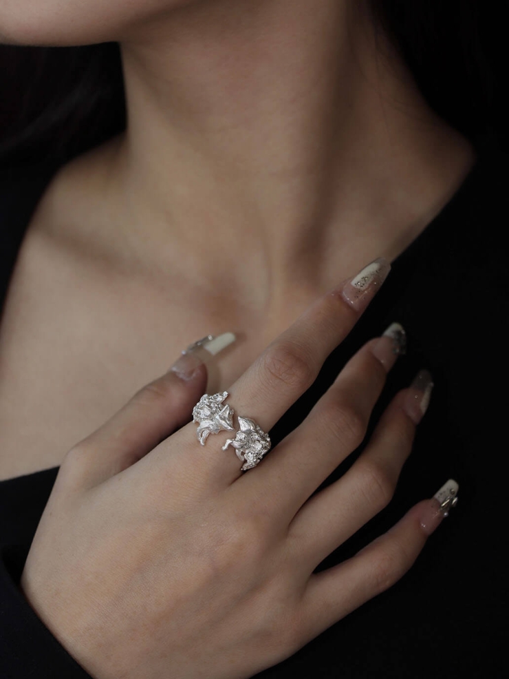 Silver Fox in Bloom Ring