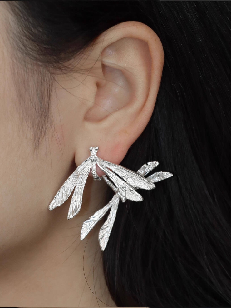 Silver Dragonfly Stud-Single