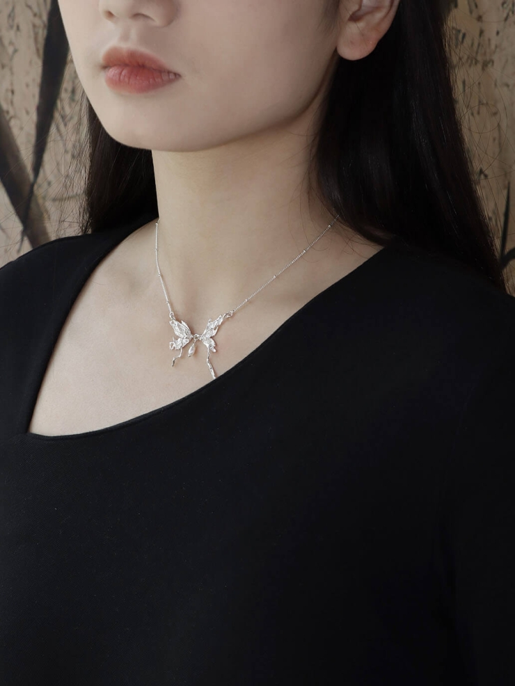 Silver Half-Butterfly Necklace
