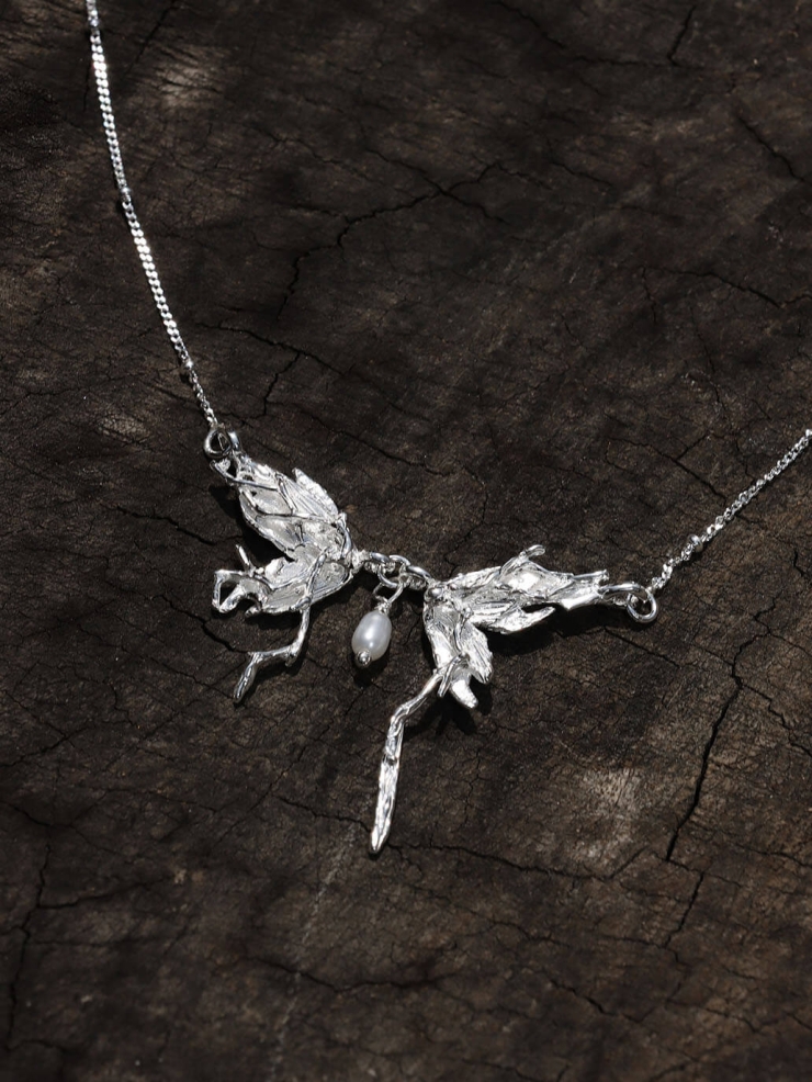 Silver Half-Butterfly Necklace
