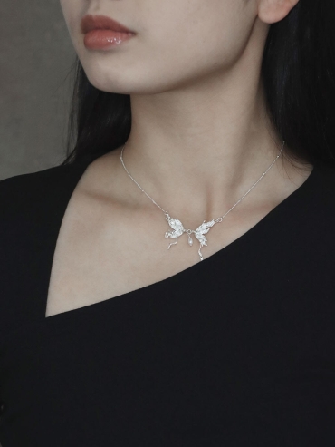 Silver Half-Butterfly Necklace