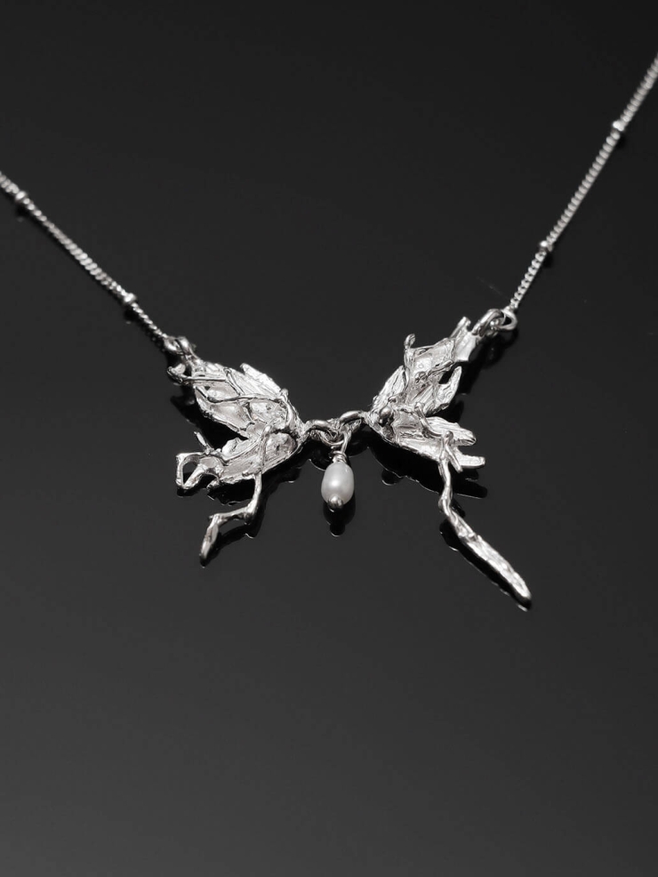 Silver Half-Butterfly Necklace