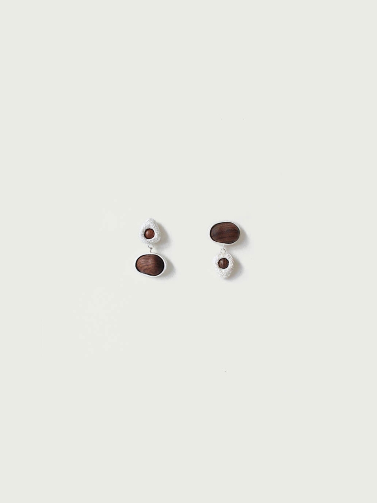 Pip Mismatch  Earrings  in Zebra  Wood