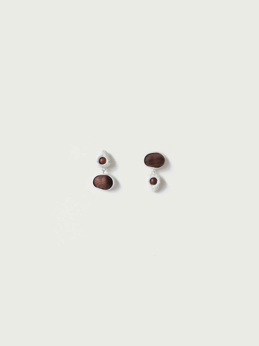 Pip Mismatch  Earrings  in Zebra  Wood