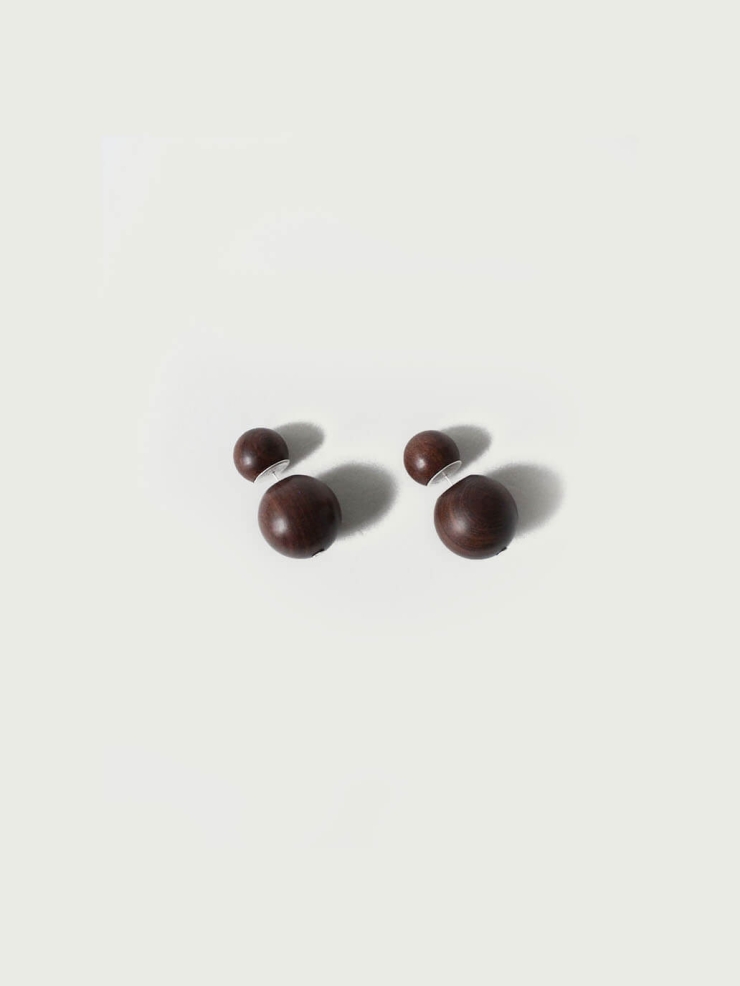 Compounded Large  Orb  Earrings in  Zebra  Wood