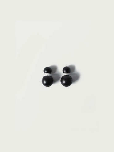 Compounded Large  Orb  Earrings in  Ebony  Wood