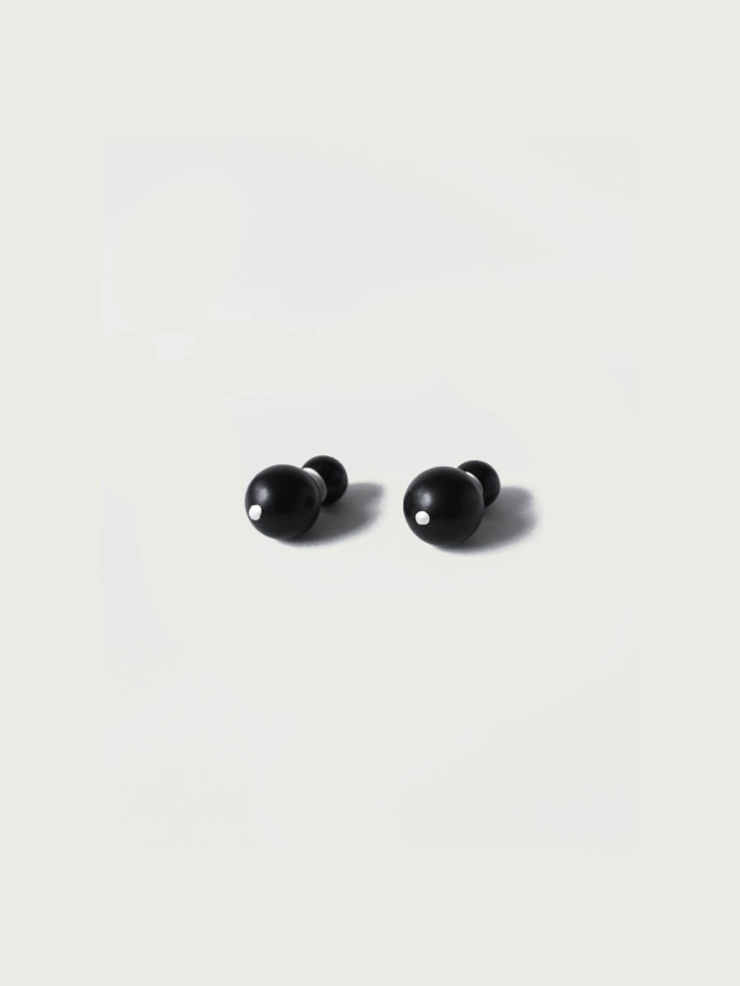 Compounded Large  Orb  Earrings in  Ebony  Wood