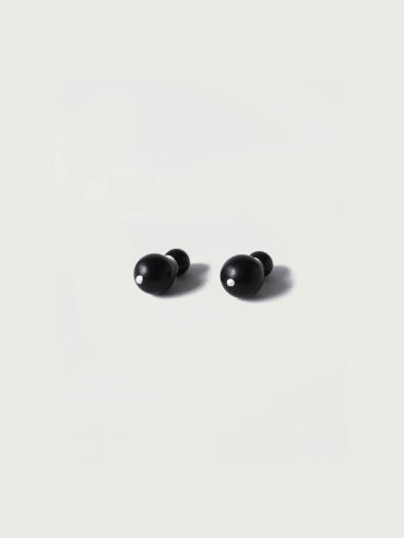 Compounded Large  Orb  Earrings in  Ebony  Wood