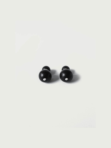 Compounded Large  Orb  Earrings in  Ebony  Wood