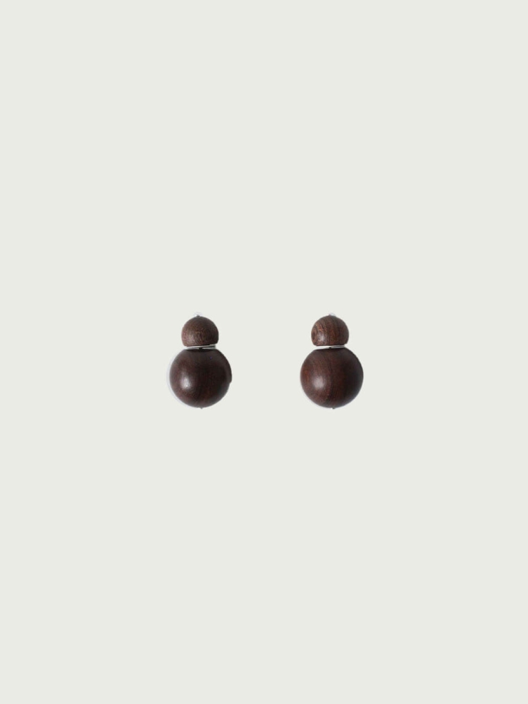 Compounded Small  Orb  Earrings in  Zebra  Wood