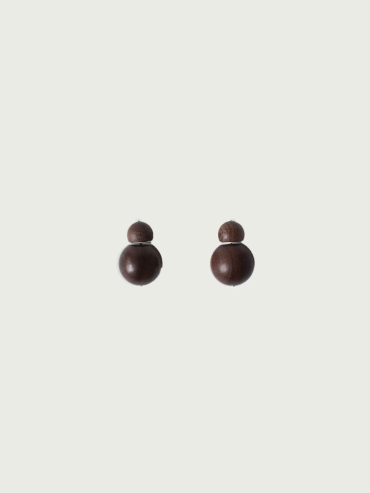 Compounded Small  Orb  Earrings in  Zebra  Wood