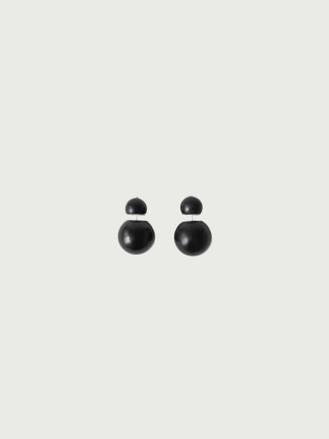 Compounded Small  Orb  Earrings in  Ebony  Wood