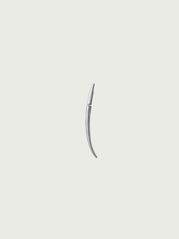 Long Silver Arc Sprout Earring-Single